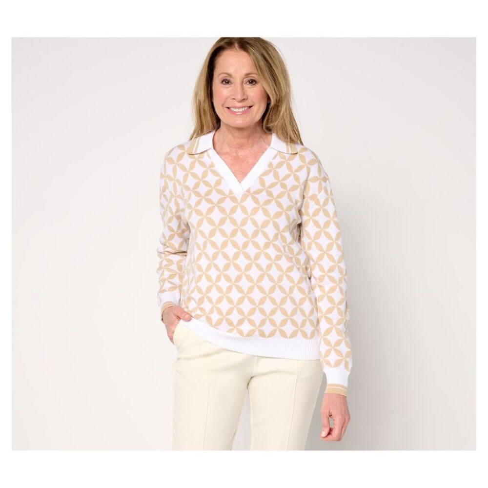 Liberare Women's Top Plus Sz Sweater 2X Clubhouse Geo Print Long Brown A685001